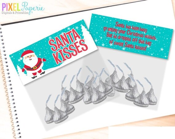Santa Kisses Bag Topper Printable Santa Kisses Bag Toppers | Etsy
