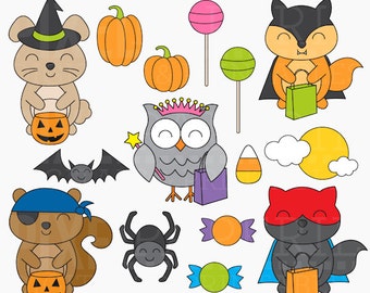 halloween clipart animals clip art digital - Halloween Animals Digital Clipart