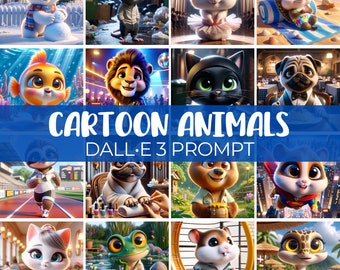 Cartoon Animals | DALL•E 3 Prompt | CGI, Cartoon, Animated, Digital, AI Generated, Pets, Guide