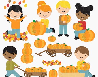 pumpkin patch clipart clip art digital - Pumpkin Patch Kids Digital Clipart