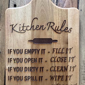 Kitchen rules sign