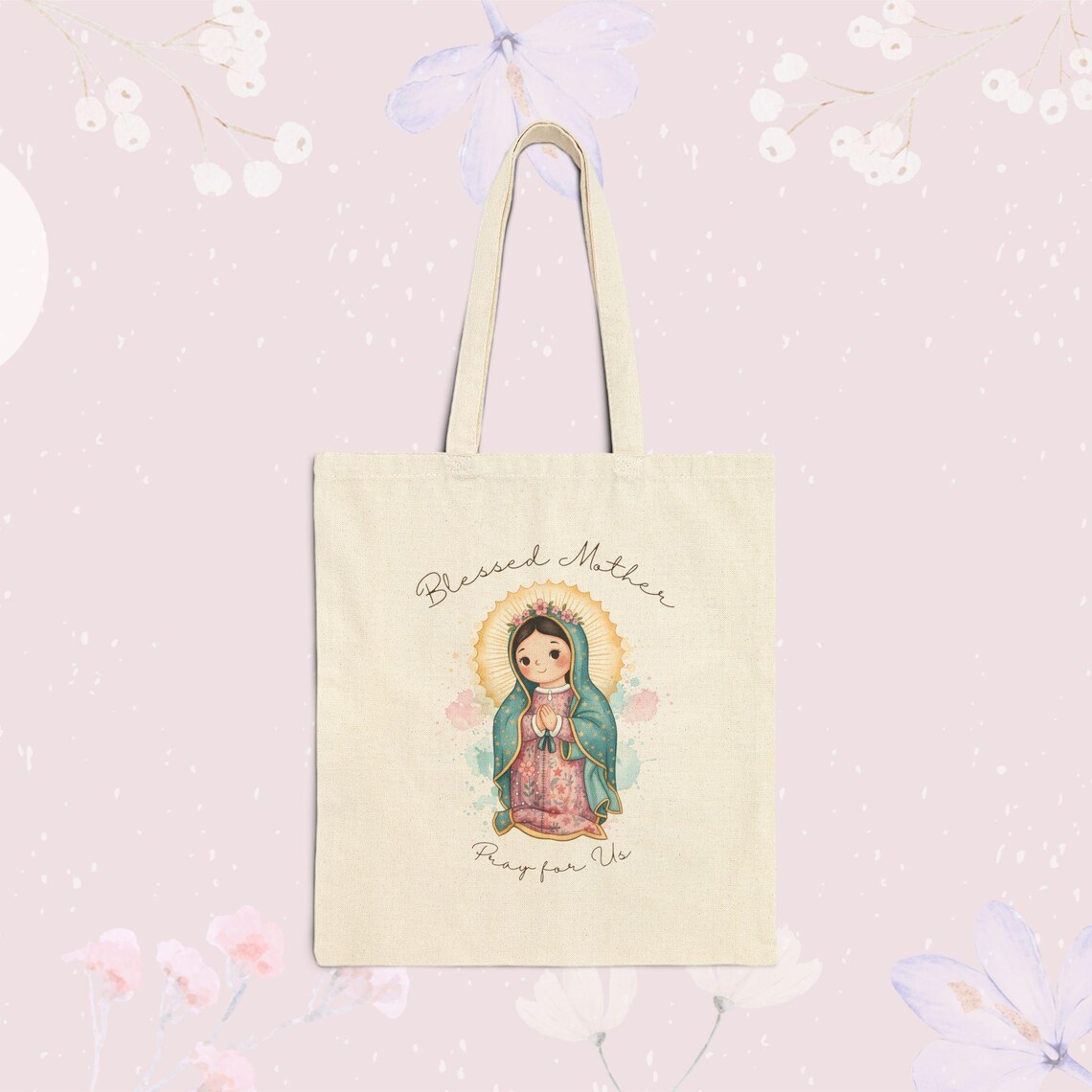 Our Lady of Guadalupe Illustration | Marian Devotional Tote Bag ...