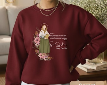 Saint Dymphna Sweatshirt – Catholic Mental Health Saint, Marian-Inspired Faith Apparel, Christian Gift