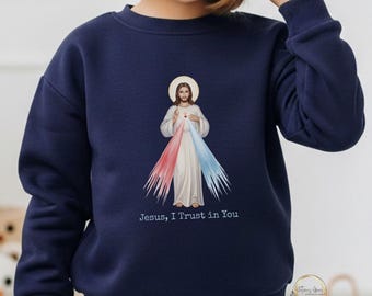 Divine Mercy Kids Sweatshirt | Jesus, I Trust in You - Christian Apparel