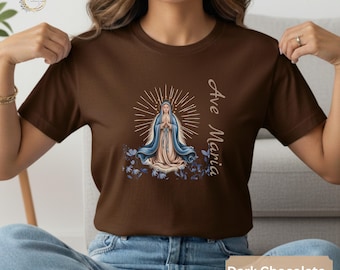 Camiseta Ave María - Ilustración de devoción mariana / Ropa de fe para católicos