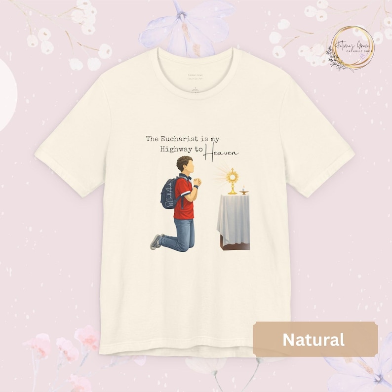 St. Carlo Acutis - The Eucharist is My Highway to Heaven T-Shirt, Catholic Saint, Religious Apparel image 8