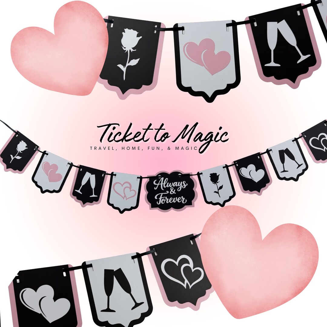 Always & Forever Pennant Banner in Black, Light Pink and White - Etsy