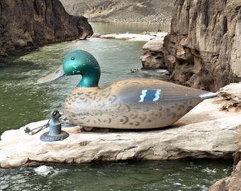 Decoración de señuelo de pato real vintage / Objeto coleccionable de caza de cabaña y casa del lago