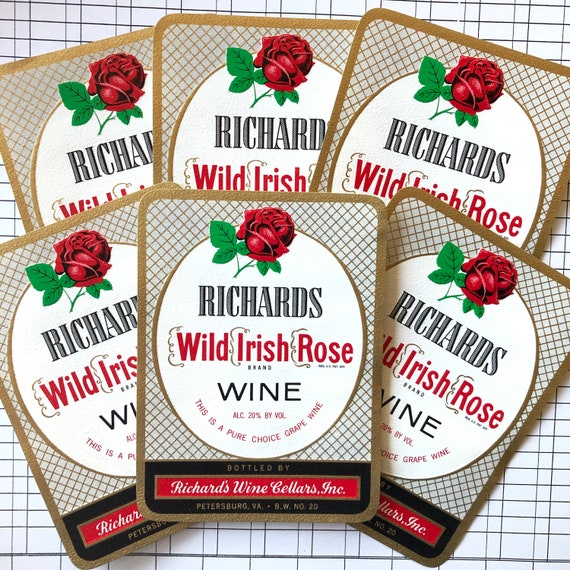Vintage Richards Wild Irish Rose Wine Labels Set of 6 Etsy