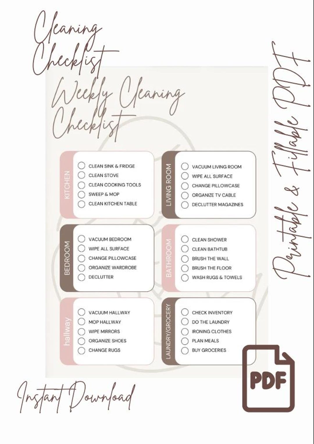 Printable Cleaning Checklist - Etsy Canada