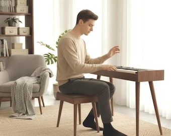 Handmade Solid Wood Piano | Minimal Wooden Piano Furniture, Digital Piano Stand, Modern Music Room Decor -