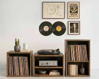 Modular Record Player Stand, Vinyl Storage Shelf, Turntable Cabinet, LP Display Rack, Album Organizer, Gift for Music Lovers