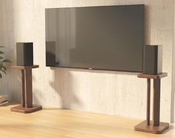 Customizable Solid Wood Bookshelf Speaker Stands,Modern Audio Stand, Minimalist HiFi Speaker Riser, Handmade