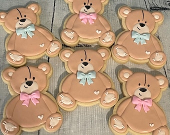 Teddy Bear Sugar Cookies, Gender Reveal, Baby Shower