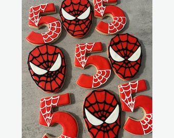 Superhero spider birthday cookies