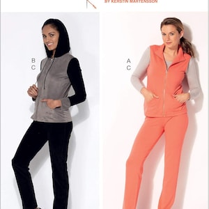Kwik Sew K4194 SEWING PATTERN Misses' Vest, Jacket w/Hood, Pull-on Pants Kangaroo Pockets | Sizes XSm-XLg UNCUT