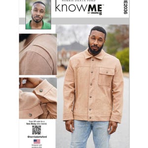 May include: A tan jacket with button closures and two chest pockets. The image also includes a headshot of a man and close-up details of the jacket's construction. The text "KNOW ME" and "NORRIS DANTA FORD" are visible.