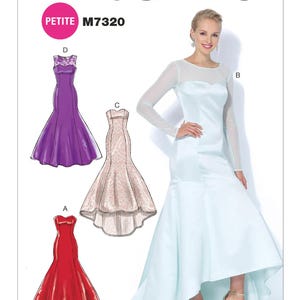 M7320 McCall's 7320 SEWING PATTERN Misses' Petite Dresses Semi-Fitted Lined Formal Gowns Sizes 6-14 / 14-22 UNCUT Prom Bridesmaid Homecoming