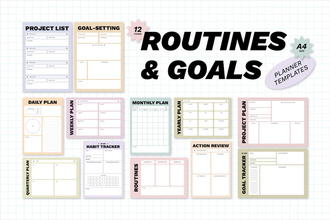 My Routine Planner Printable Planner Template Bundle, Daily, Weekly, Habit Tracker for ...