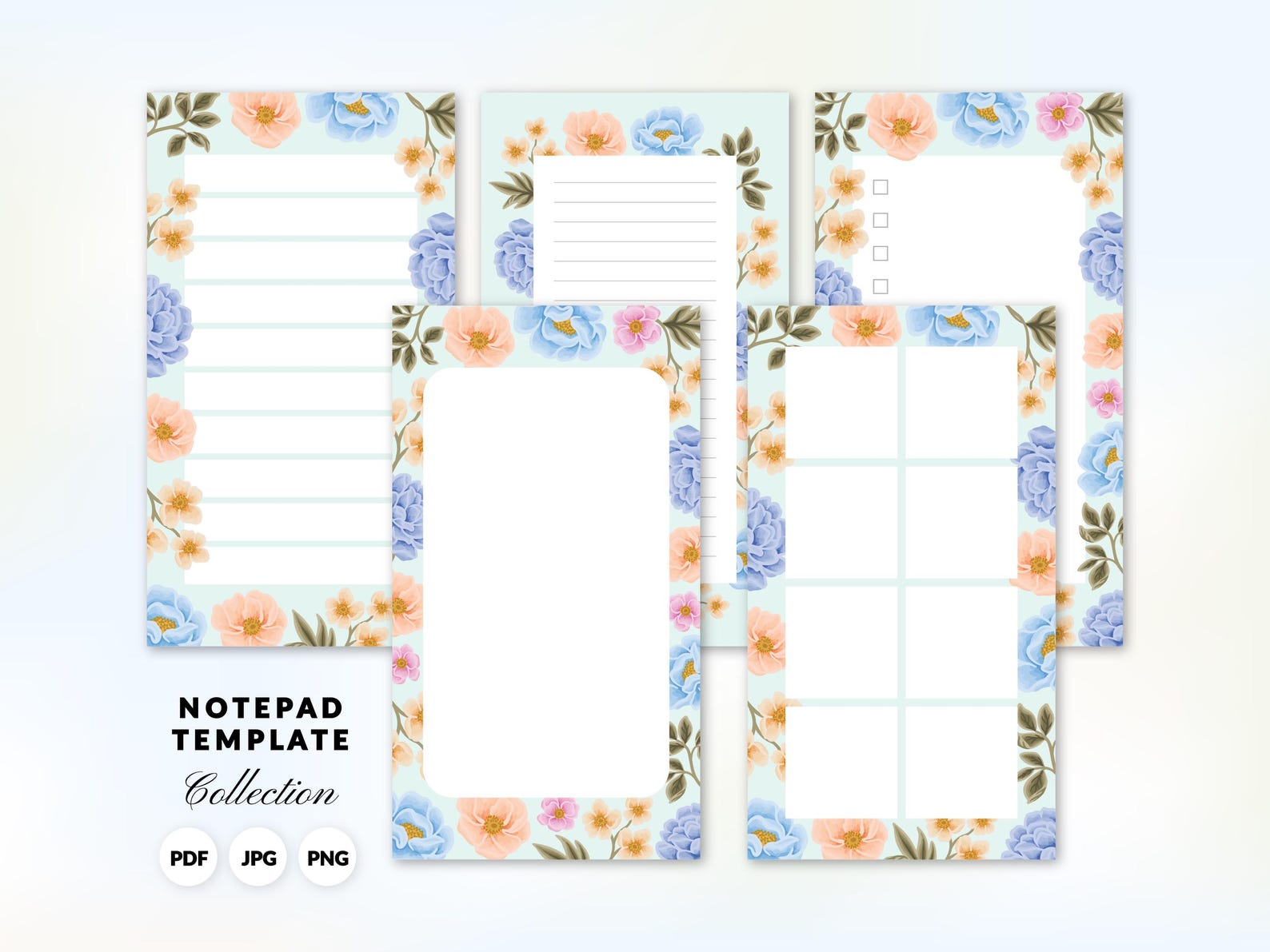 Floral Notepad Templates, Printable Planner Set (digital Download) - Etsy