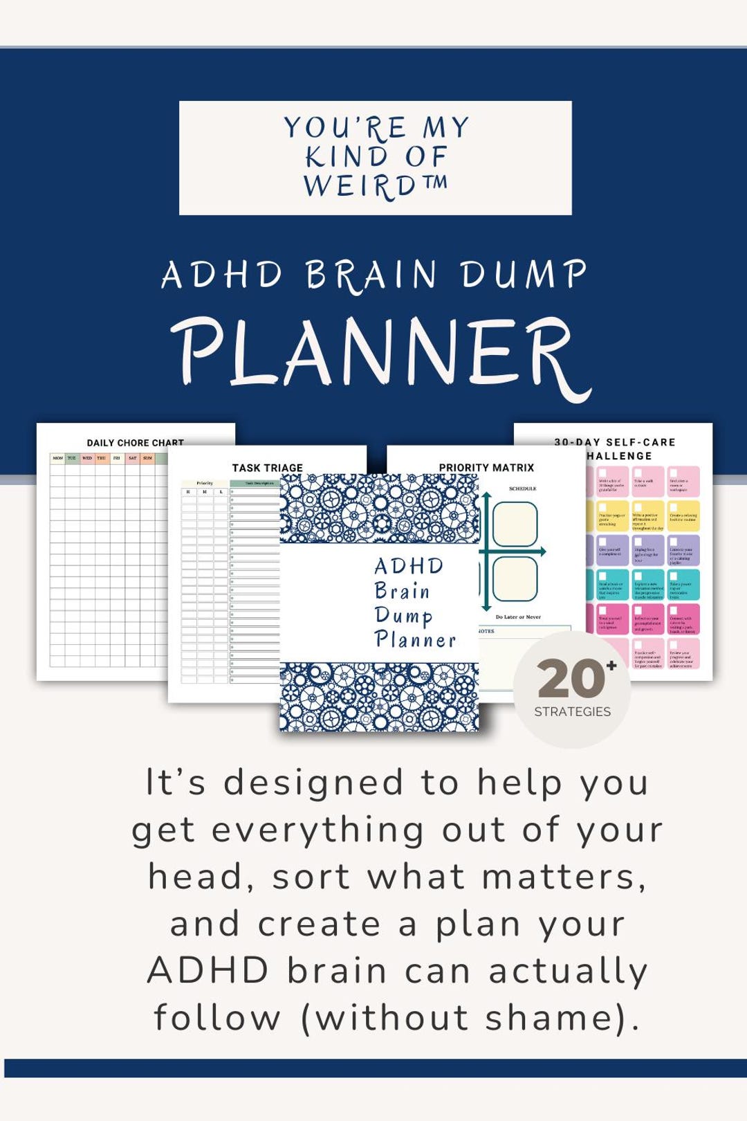 ADHD Digital Planner PDF | Undated Brain Dump Planner for Executive ...
