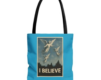 Bolsa de tela «Creo en el ángel» / Arte gráfico religioso