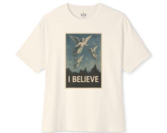I Believe Angels Graphic Tee | Unisex Cotton Oversized T-Shirt