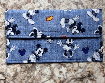 NEW SMALLER Gift Card / Receipt / Appointment / Coupon holder/ Organizer / Wallet - Mickey and Minnie