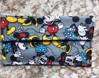 NEW SMALLER Coupon Holder / Receipt / Appointment / Gift Card/ Organizer / Wallet - Mickey and Minnie