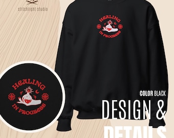 Healing In Progress Embroidered Sweatshirt | Halloween Mental Health Potion Apparel