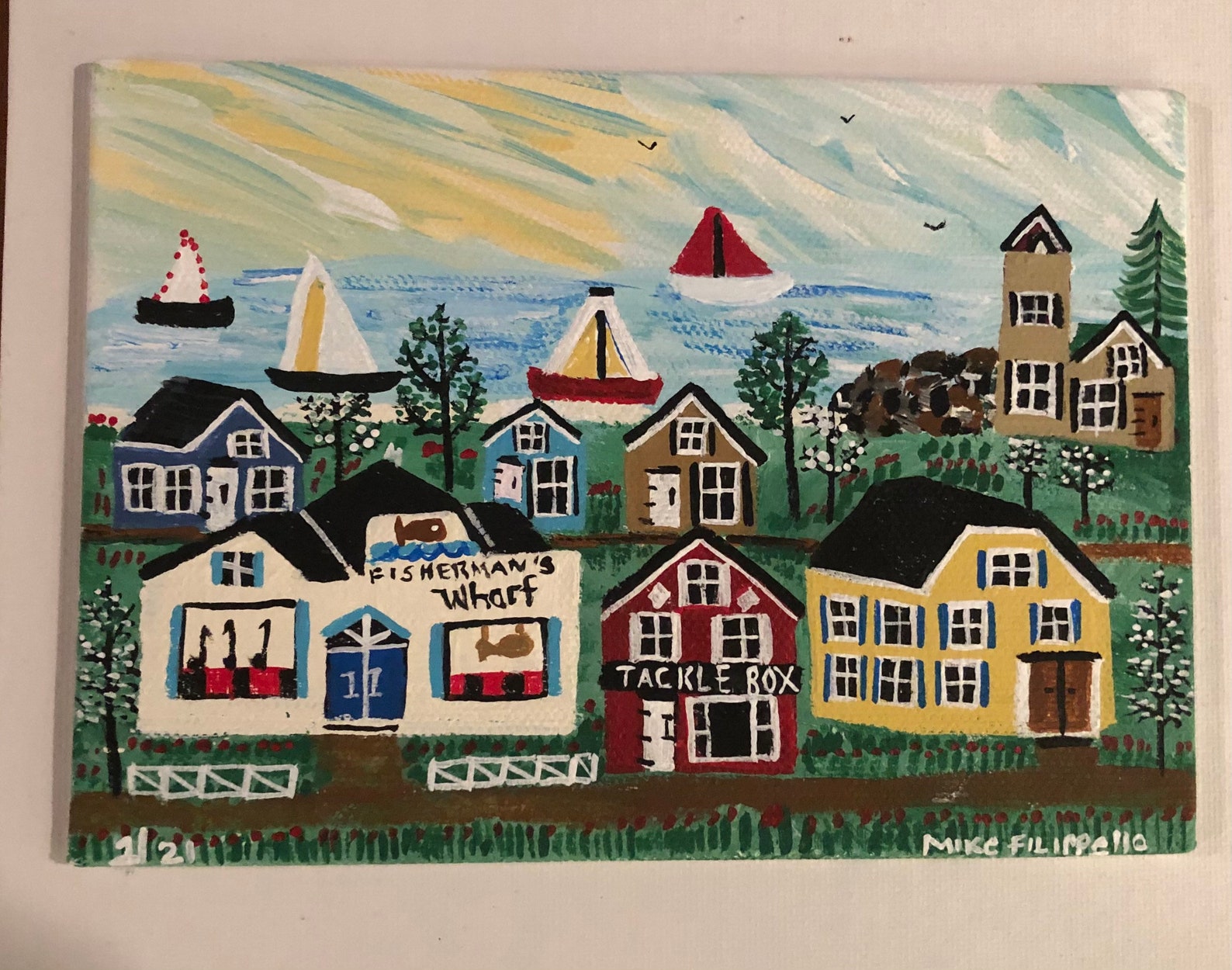 Original Folk Art Painting Wall Decor Etsy