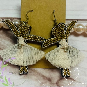 Orecchini con perline ballerina con tutù, saggio di danza classica, mamma ballerina, ragazze, mamma, regalo presente, schiaccianoci, tulle stile gancio ballerina di Natale