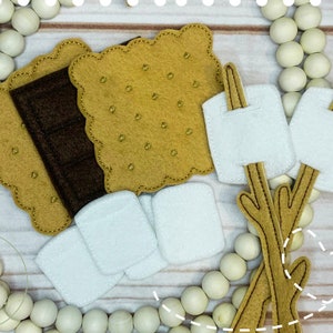 In The Hoop 4x4 5x7 Campfire Smores Embroidery Digital Download Feltie Food, Camping Food Play, Graham Crackers, Chocolate, Marshmallows DIY