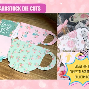 Cardstock Teetasse sterben 20x pro Bestellung, Kartenherstellung Scrapbooking Party Geburtstag Konfetti, Tee-Party, Muttertag, schwarzes Brett, Schule