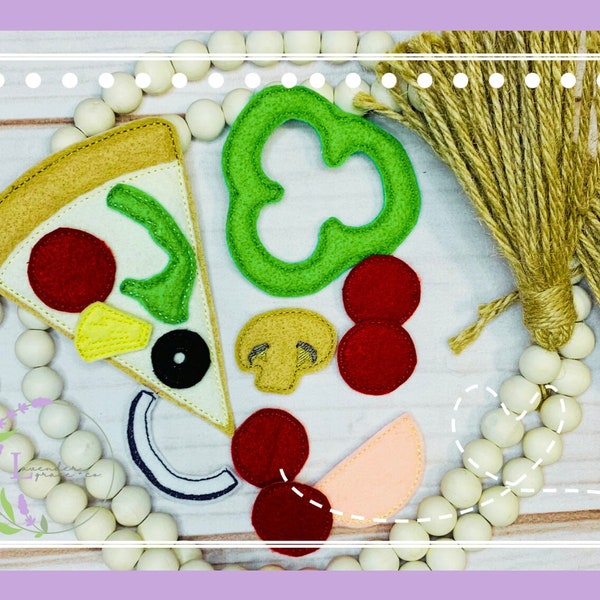 Embroidered Felt Pizza Food Playset w/ Toppings, Sensory Play Food Kitchen, Pizza Chef Imagination Kids, Homeschool Learning, Story Time