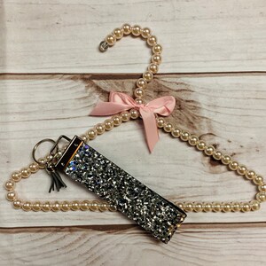 Plata con llavero de pulsera de brillo negro y azul, regalo de cumpleaños accesorio de bolso de cartera de mamá, llavero, llavero, llavero *Se envía en 24