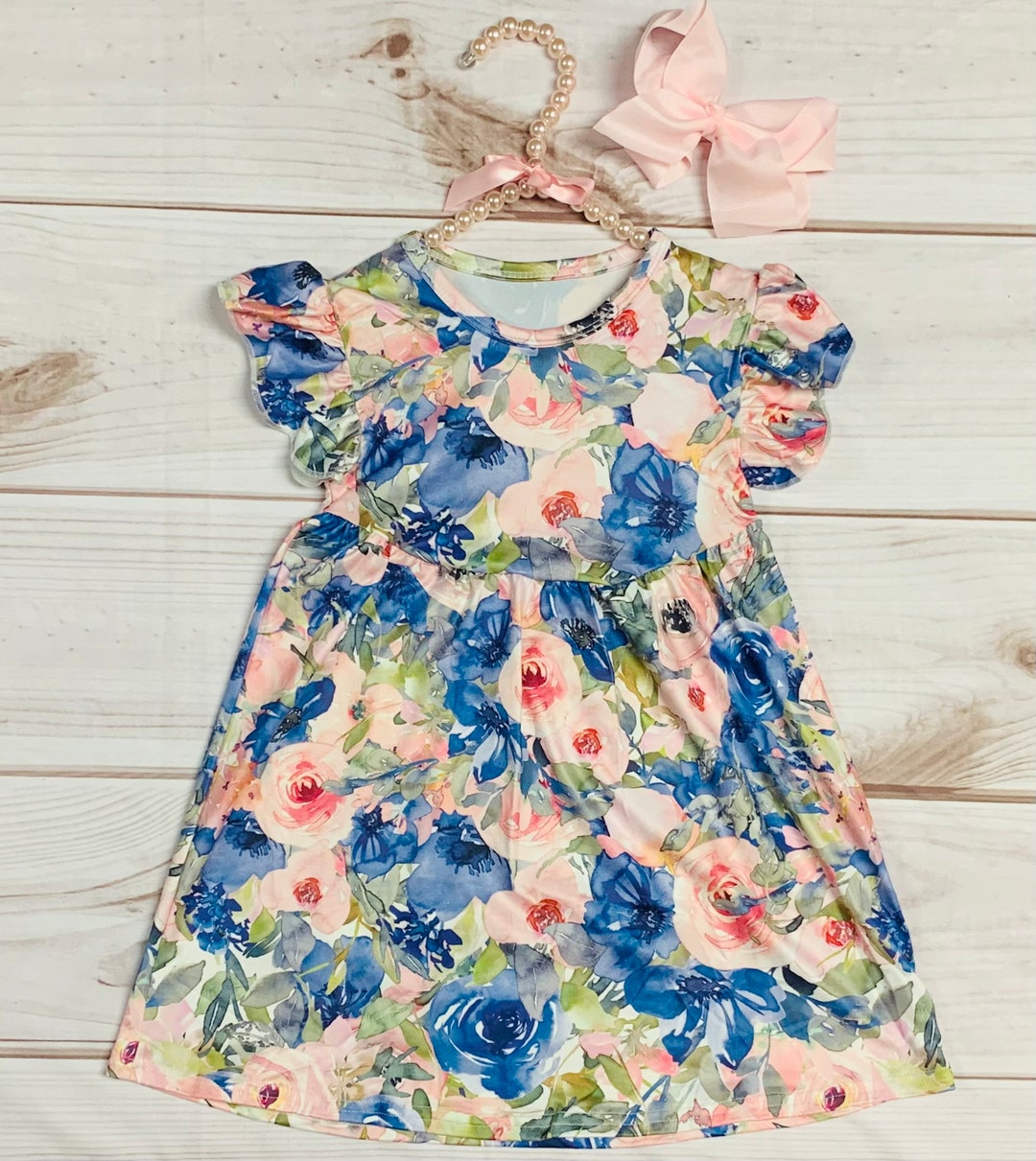 BABIES TEE DRESS WITH GATHERED SKIRT FLAMENCO ROSE main image 1