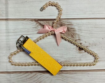 Yellow Faux Leather Glitter Wristlet KeyChain, Mama Wallet Purse Accessory Birthday Gift, Key Holder, Key Fob, Keychain, Chic*Ships in 24