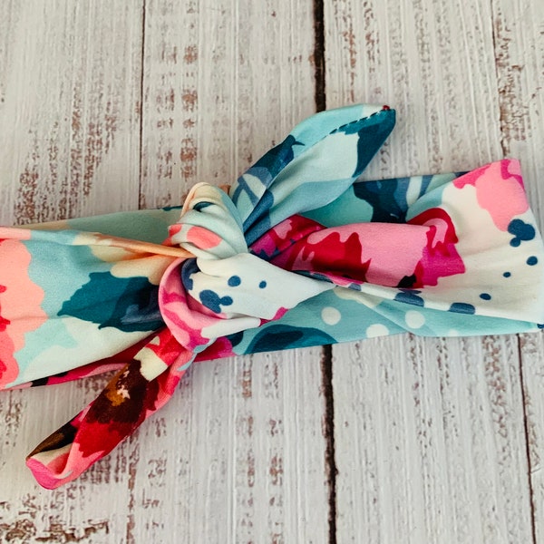 Tie it Yourself Headband for Kids 26" Long Boho Floral Pattern Girls Toddler Flower Headband Floral, Stocking Stuffer *Ships in 24