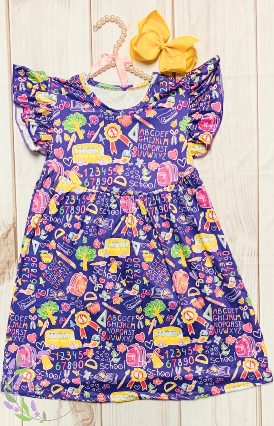thumbnail image 2 of Boutique Back To School ABC Alphabet Embroidered Smocked Dress For Girls - Knee Length 2 of 4