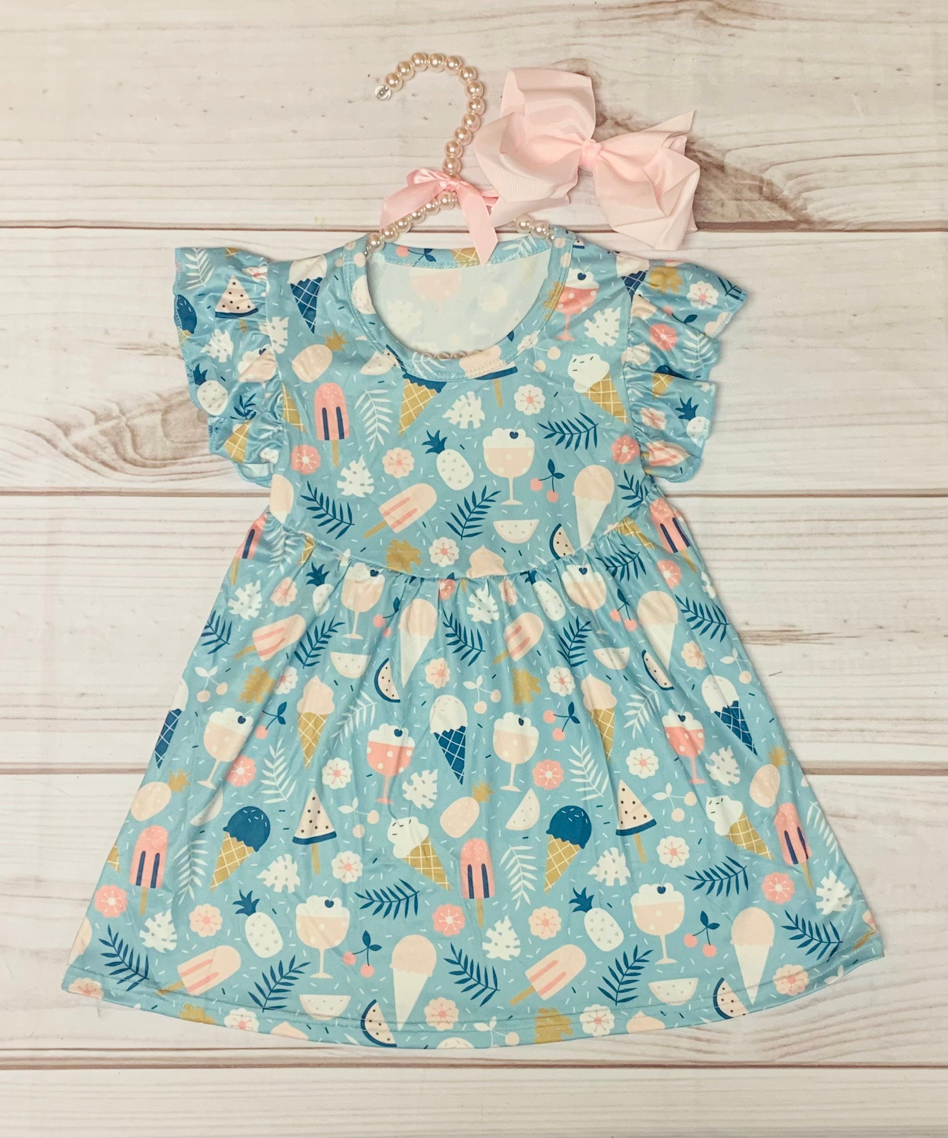 Blue and Cream Dress - Etsy