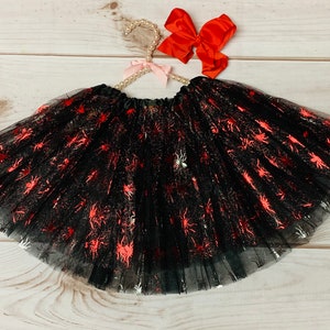 Red Metallic Halloween Spider Tutu, Halloween Recital, Dancer, Dress Up Closet, Trick or Treat, Halloween Party, Twirl Tutu Red Spider Tulle