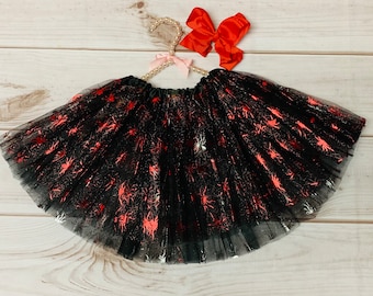 Red Metallic Halloween Spider Tutu, Halloween Recital, Dancer, Dress Up Closet, Trick or Treat, Halloween Party, Twirl Tutu *Ships in 24