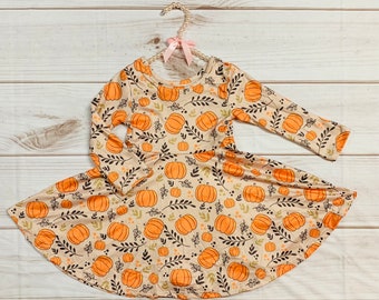 Girl, Fall Dress, Toddler, Thanksgiving Dress, Floral, Orange Dress, Green  Dress, Twirl, Mums, Flower, Jumper, Handmade, Baby 12 18 2T 3T 4 - Etsy