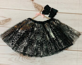 Silver Spider Halloween Tutu, Halloween Dance Recital, Girls Dancing Tutu, Dress Up, Trick or Treat Dress Up Tutu, Costume *Ships in 24