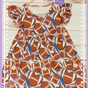 Milk Silk Football Fan Flutter Sleeve Dress, Girls Toddler Little Sister, Biggest Fan Football Season Football Game Cheerleader, Touchdown