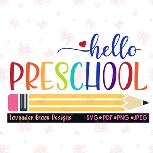 Hello Preschool Pencil Digital Download Pdf Png jpeg VPK Teach, Teacher Preschool Shirts, Bulletin Board Decor, PreK Ready Back to School