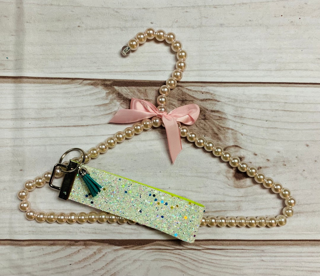 White Silver Glitter Wristlet Keychain Wallet Purse Accessory Etsy