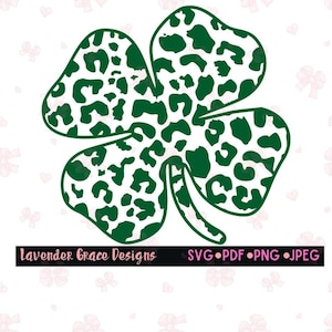 Leopard Clover Digital download Pdf Png Jpeg St. Patrick's Day Clover Design, Green Leopard 4 Leaf Clover, Lucky Shirt, Day Drinking Shirt