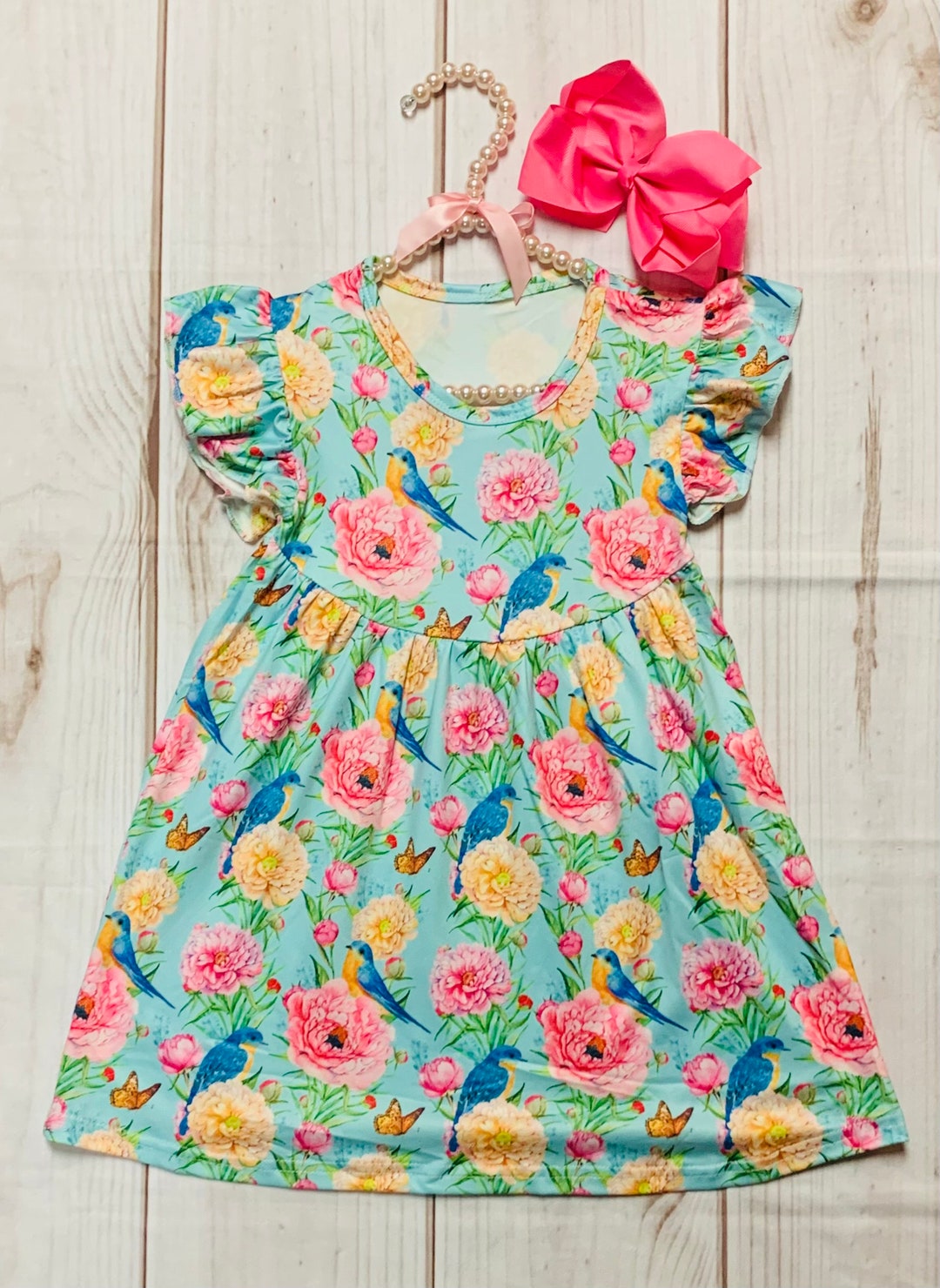 Girl Dress- Bird Pleated Peplum - AS482 Kids Dream